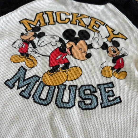 Vtg Wonderful World Of Disney Raglan Waffle Knit L/S Shirt Size 24 Months Mickey - Picture 3 of 4